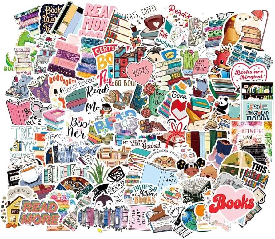 100pcs Book Stickers Pack for Water Bottle Laptop, Book Gifts, Reading Stickers for Bookish Adult... | Amazon (US)