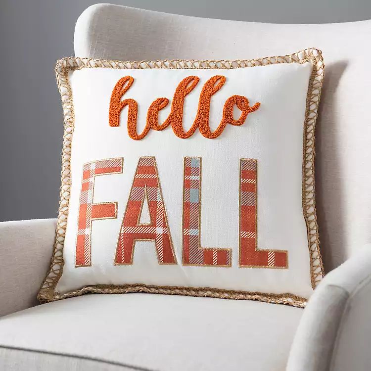 Plaid Hello Fall Pillow | Kirkland's Home