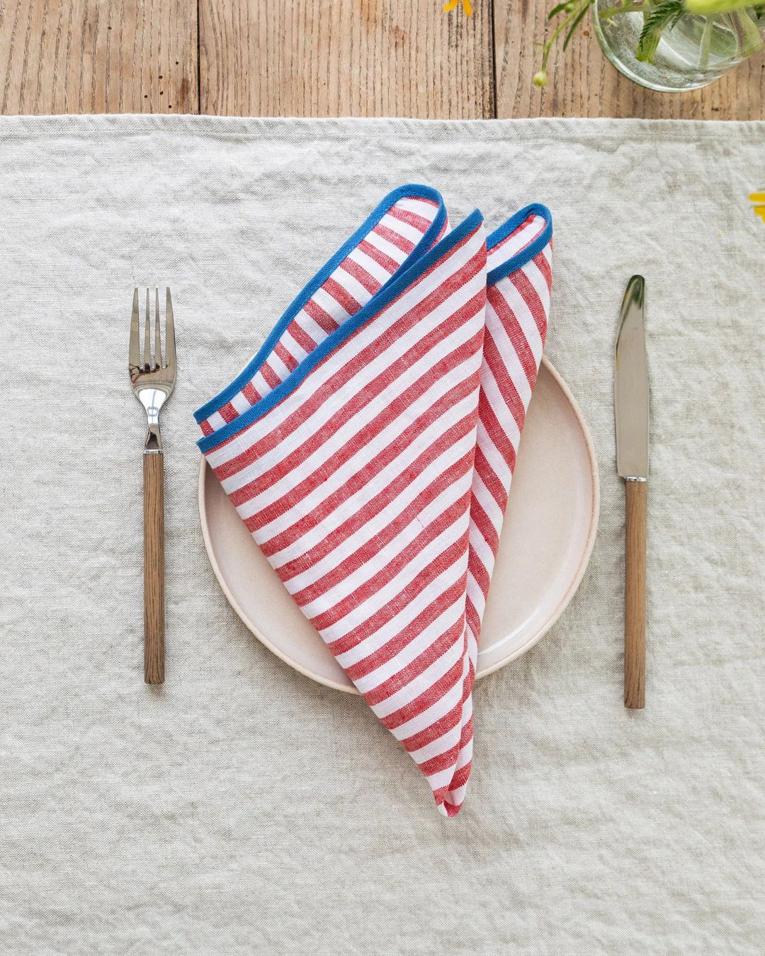 Striped in Red Linen Napkin Set of 2, Independence Day Napkins, 4th of July Napkins, Table Decor,... | Etsy (US)