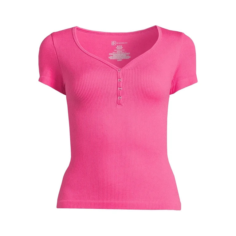 No Boundaries Juniors V-Neck Henley Top | Walmart (US)