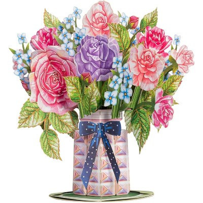Paper Love 3D Elegance Flower Bouquet Pop Up Card, with Forever Flowers Keepsake, For All Occasion or Just Because - Oversized 10" x 7" Cards | Target