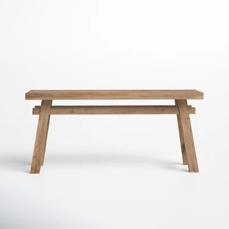 Joss & Main Milani Brown Wood Handmade Distressed Bench with High Trestle Legs 47" x 12" x 21" | ... | Wayfair North America