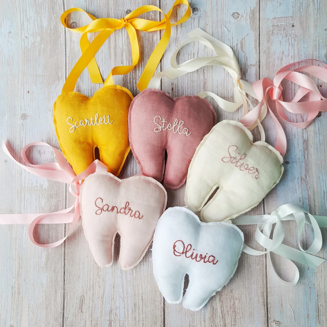 Custom Name Tooth Fairy Pillow with Pocket, Hand embroidered name tooth fairy pillow, Personalize... | Etsy (US)