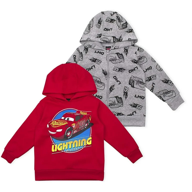 Disney Cars Boy's 2-Piece Lightning McQueen Zip Up Hooded Jacket and Pullover Hoodie Set - Walmar... | Walmart (US)