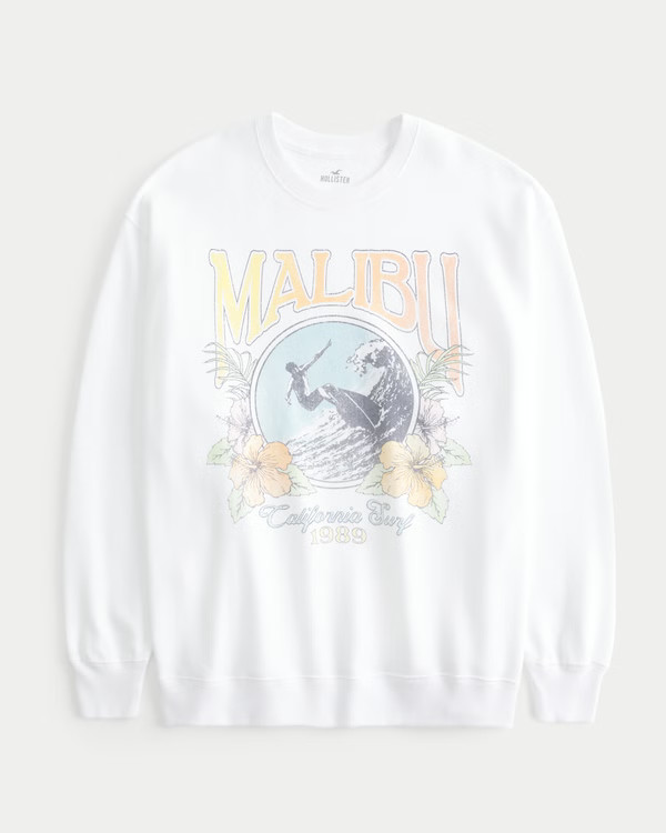 Oversized Malibu California Graphic Terry Sweatshirt | Hollister (US)