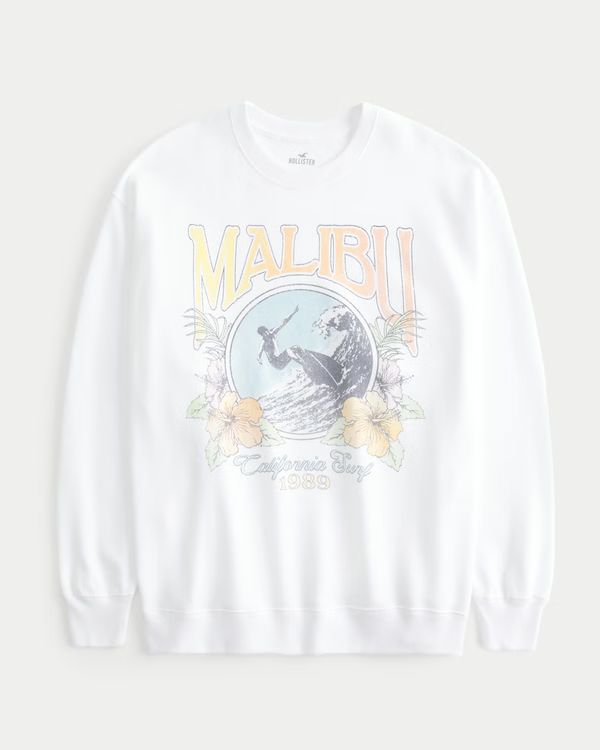 Women's Oversized Malibu California Graphic Terry Sweatshirt | Women's Tops | HollisterCo.com | Hollister (US)