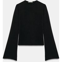 Zara - Wide Long Sleeve T-Shirt - Black - M - Woman | Zara UK