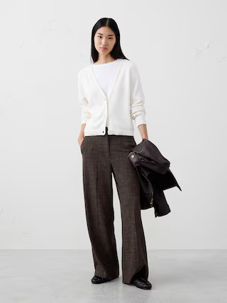 WIDE-LEG HIGH-RISE PLAID TROUSER | Banana Republic Factory | Banana Republic Factory
