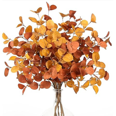 Sggvecsy 6 Pcs Artificial Fall Eucalyptus Stems Fall Eucalyptus Leaves Autumn Leaf Branches Fake ... | Amazon (US)