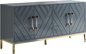Best Master Furniture Tamari High Gloss Lacquer Sideboard/Buffet, Grey | Amazon (US)