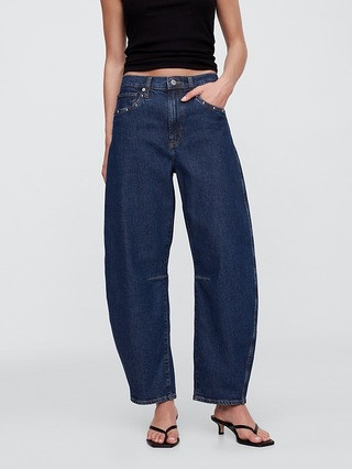 High Rise Studded Barrel Jeans | Gap Factory