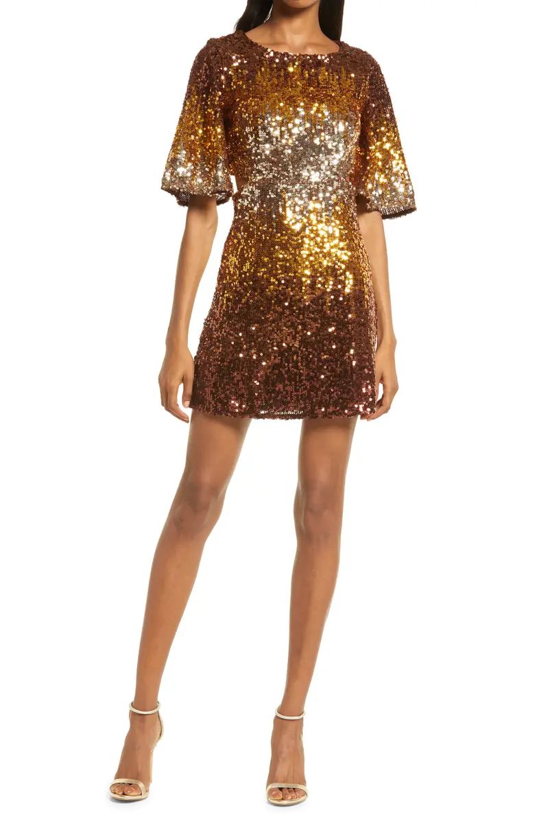 French Connection Estari Sequin Cutout A-Line Dress | Nordstrom | Nordstrom