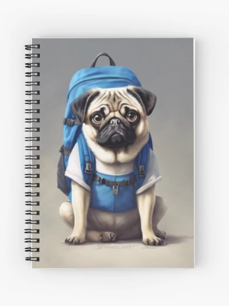 Pug with a blue backpack  Journal | Redbubble (US)