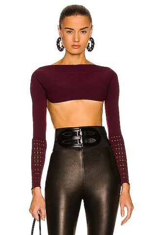 ALAÏA Bolero Swim Cover Up in Aubergine | FWRD | FWRD 