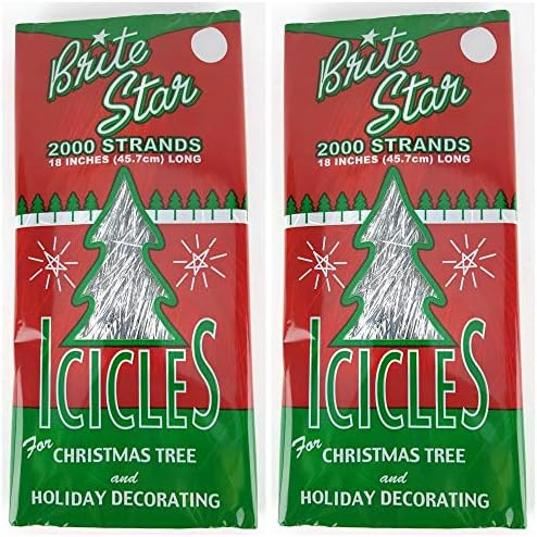 BRITE STAR Silver 18-Inch Icicle Tinsel - 2000 Strands (2) | Amazon (US)
