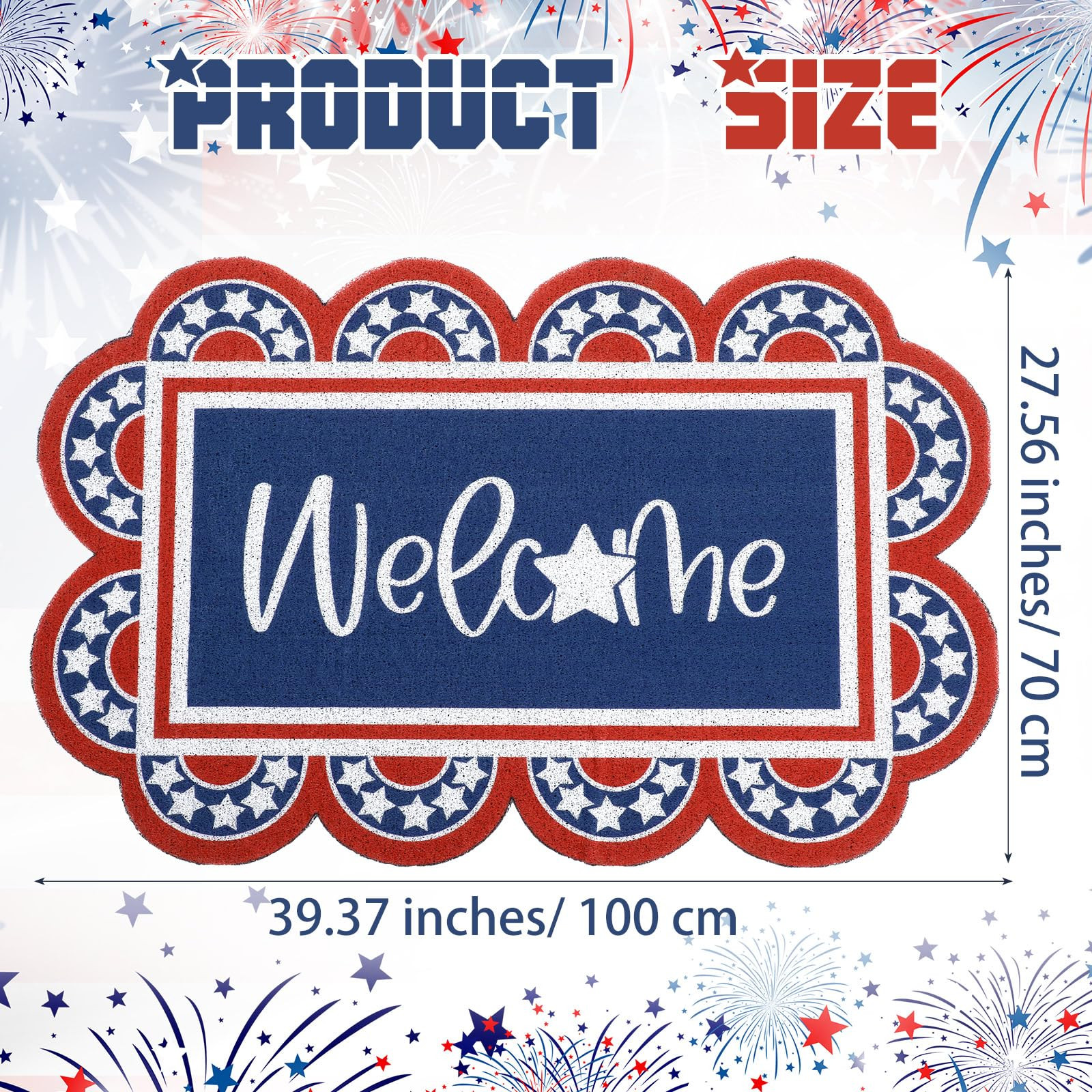 4th of July American Welcome Door Mat 28 x 40 Inch Patriotic Independence Day Memorial Day Outdoo... | Amazon (US)