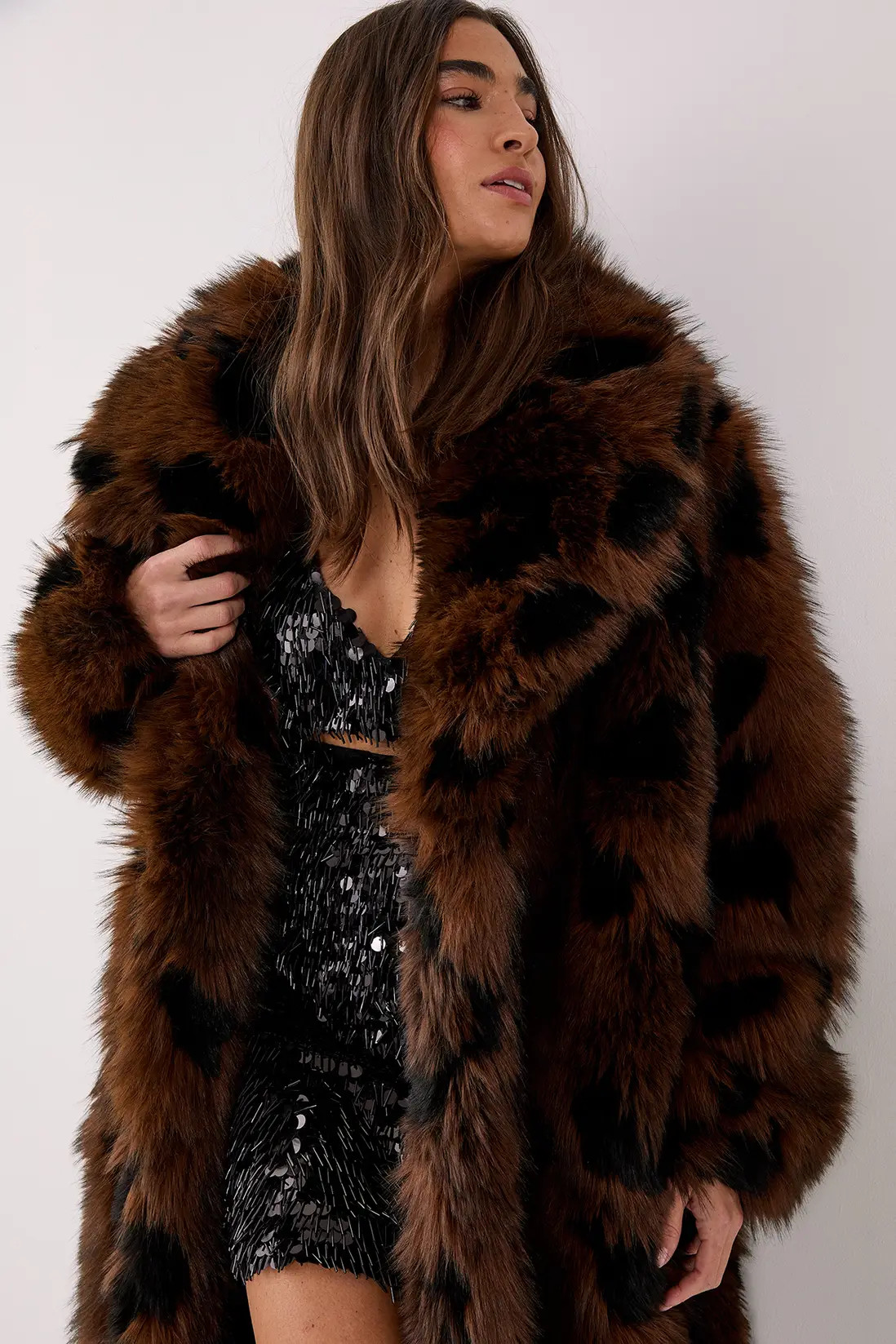 Premium Textured Collared Faux Fur Longline Coat | Nasty Gal US
