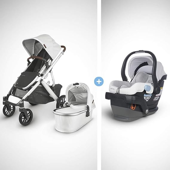 UPPAbaby Vista V2 Stroller - Bryce (White Marl/Silver/Chestnut Leather) + Mesa Infant Car Seat - ... | Amazon (US)