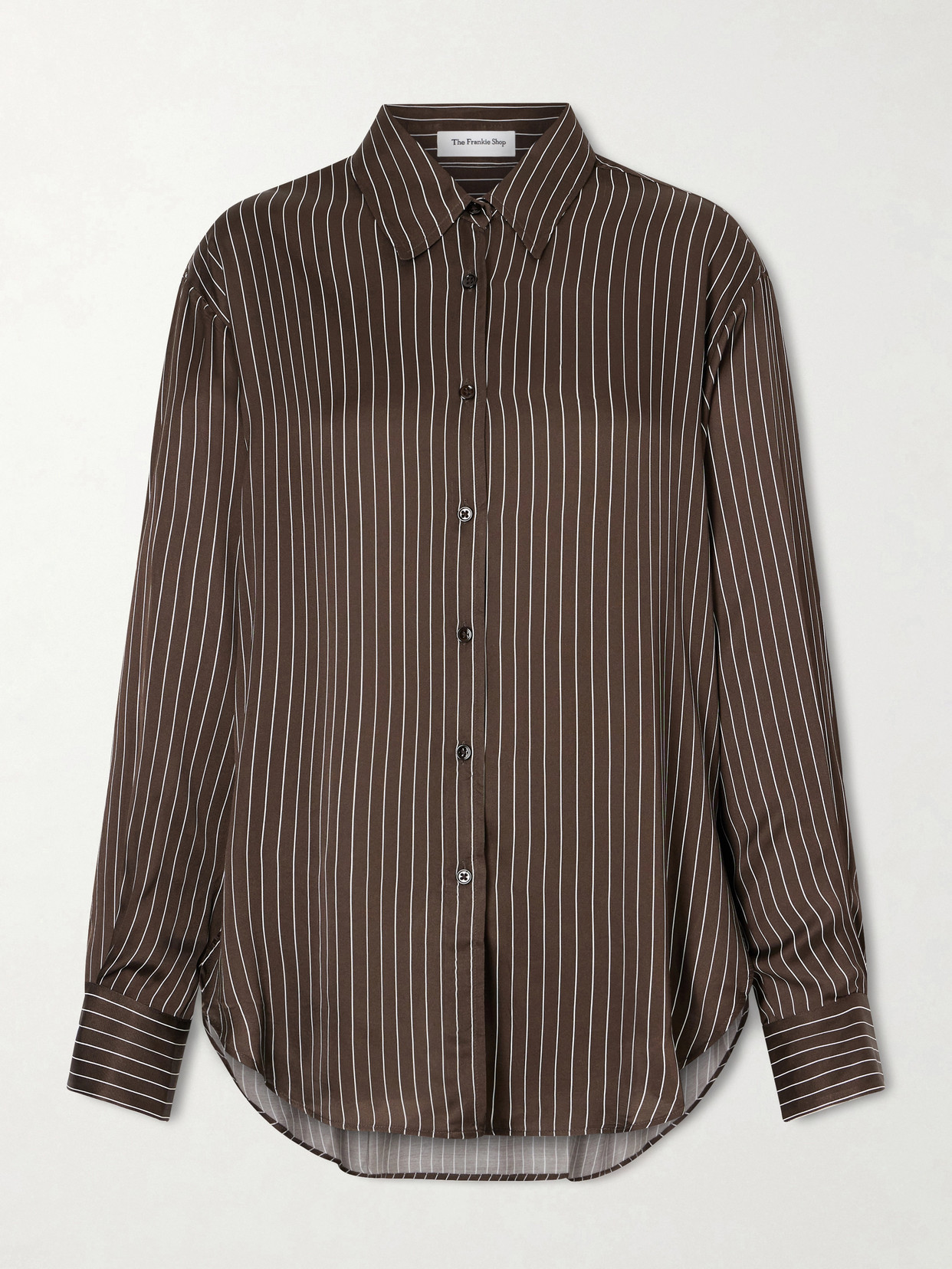 The Frankie Shop - Peri Striped Satin Shirt - Brown | NET-A-PORTER (US)