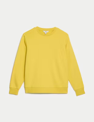 Cotton Rich Crew Neck Sweatshirt | Marks and Spencer FR