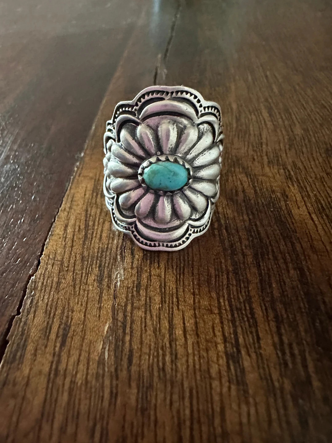 Beautiful Concho Handmade Turquoise and Sterling Silver Adjustable Ring - Etsy | Etsy (US)