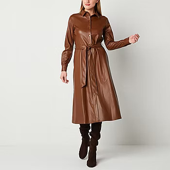 Worthington Long Sleeve Midi Shirt Dress | JCPenney