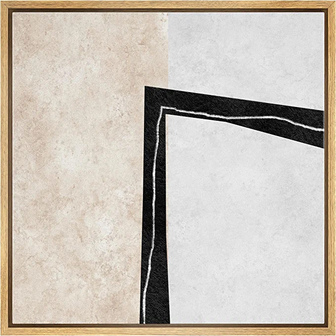 SIGNWIN Framed Canvas Print Wall Art Geometric Black Stripe Pastel Blocks Abstract Shapes Illustr... | Amazon (US)