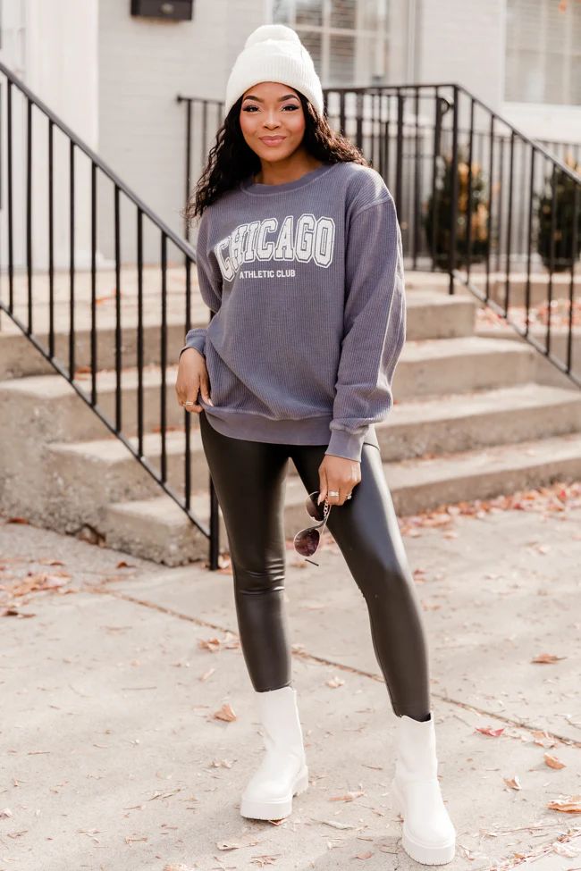 Chicago Athletic Club Charcoal Corded Graphic Sweatshirt FINAL SALE | Pink Lily