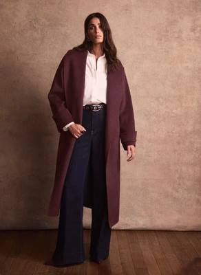 Burgundy Wool Blend Hand Finished Waterfall Coat | Mint Velvet - UK