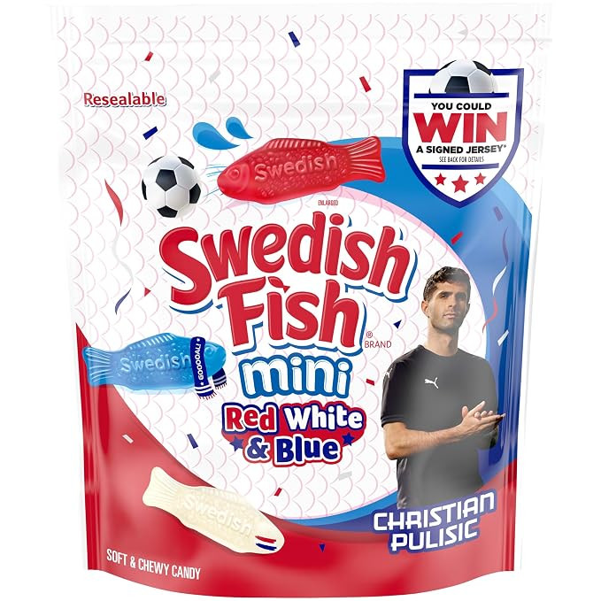 SWEDISH FISH Mini Red, White & Blue Soft & Chewy Gummy Candy, Bulk Candy, 1.8 lb | Amazon (US)