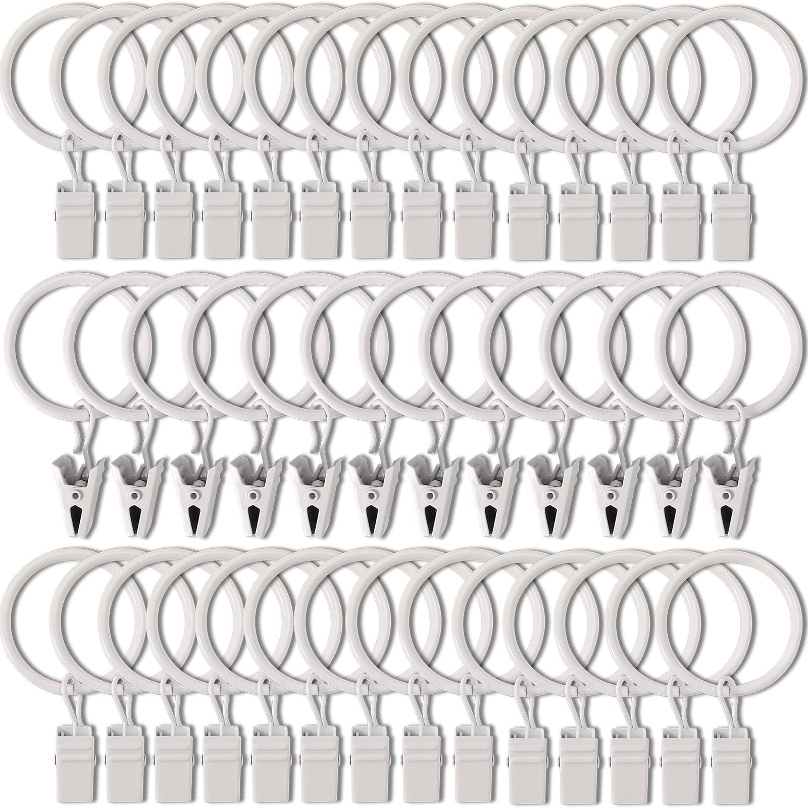 40 Pack Curtain Rings with Clips, Drapery Clips with Rings, Drapes Rings 1.26 in Interior Diamete... | Amazon (US)