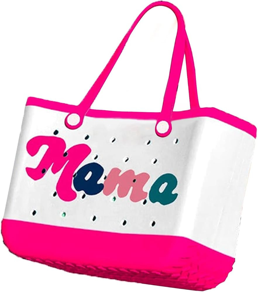 Rubber Beach Bag Waterproof EVA Portable Handbag Travel Bags with Holes Tote Bag for Beach Outdoor B | Amazon (US)
