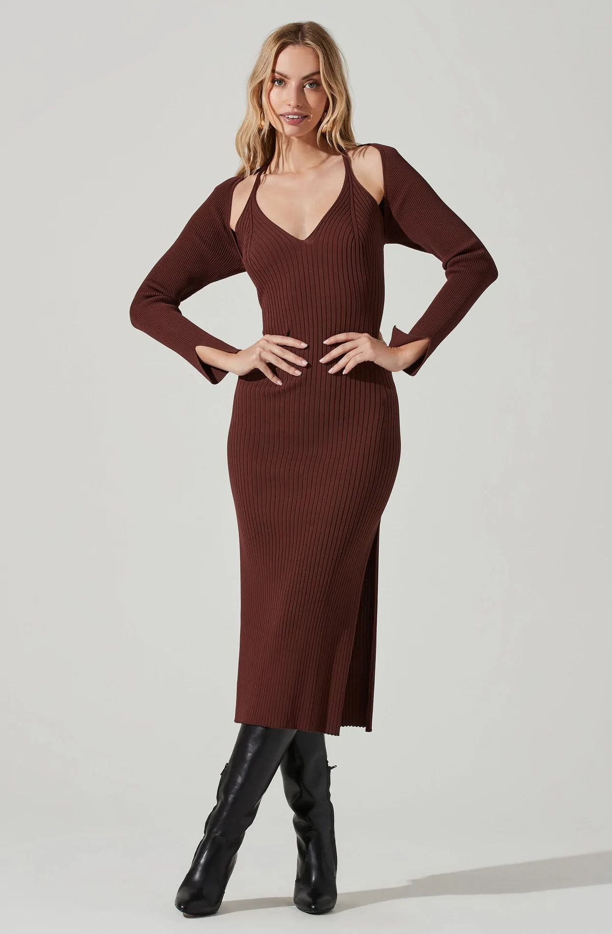 Abella Cutout Long Sleeve Midi Dress | ASTR The Label (US)