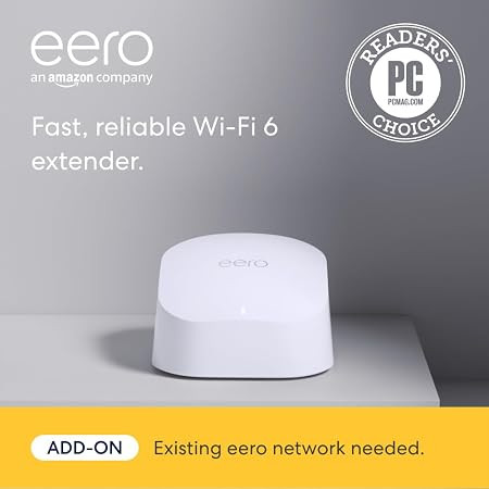 Amazon eero 6 mesh wifi add-on extender - Add up to 1,500 sq. ft. of Wi-Fi 6 coverage. Required e... | Amazon (US)