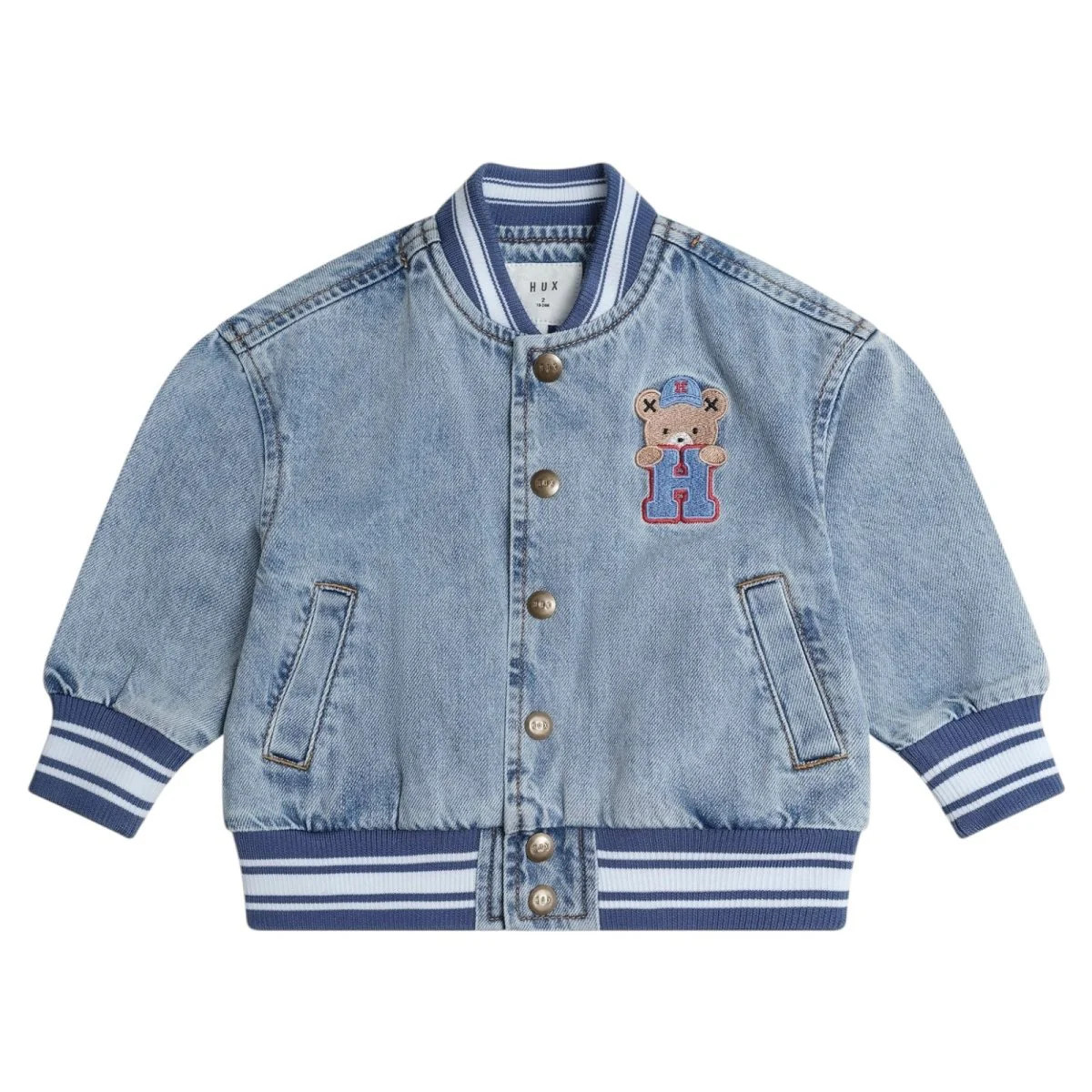 DREAMY DENIM VARSITY BOMBER JACKET 12/18M / BLUE | Mini Dreamers 