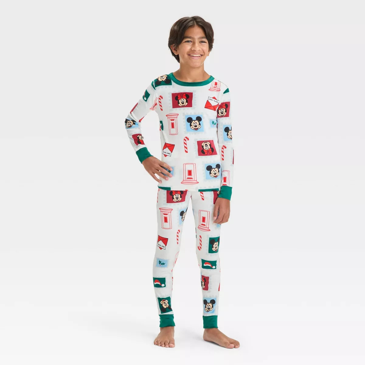 Boys' Disney Mickey Mouse Christmas 2pc Snug Fit Pajama Set - White | Target
