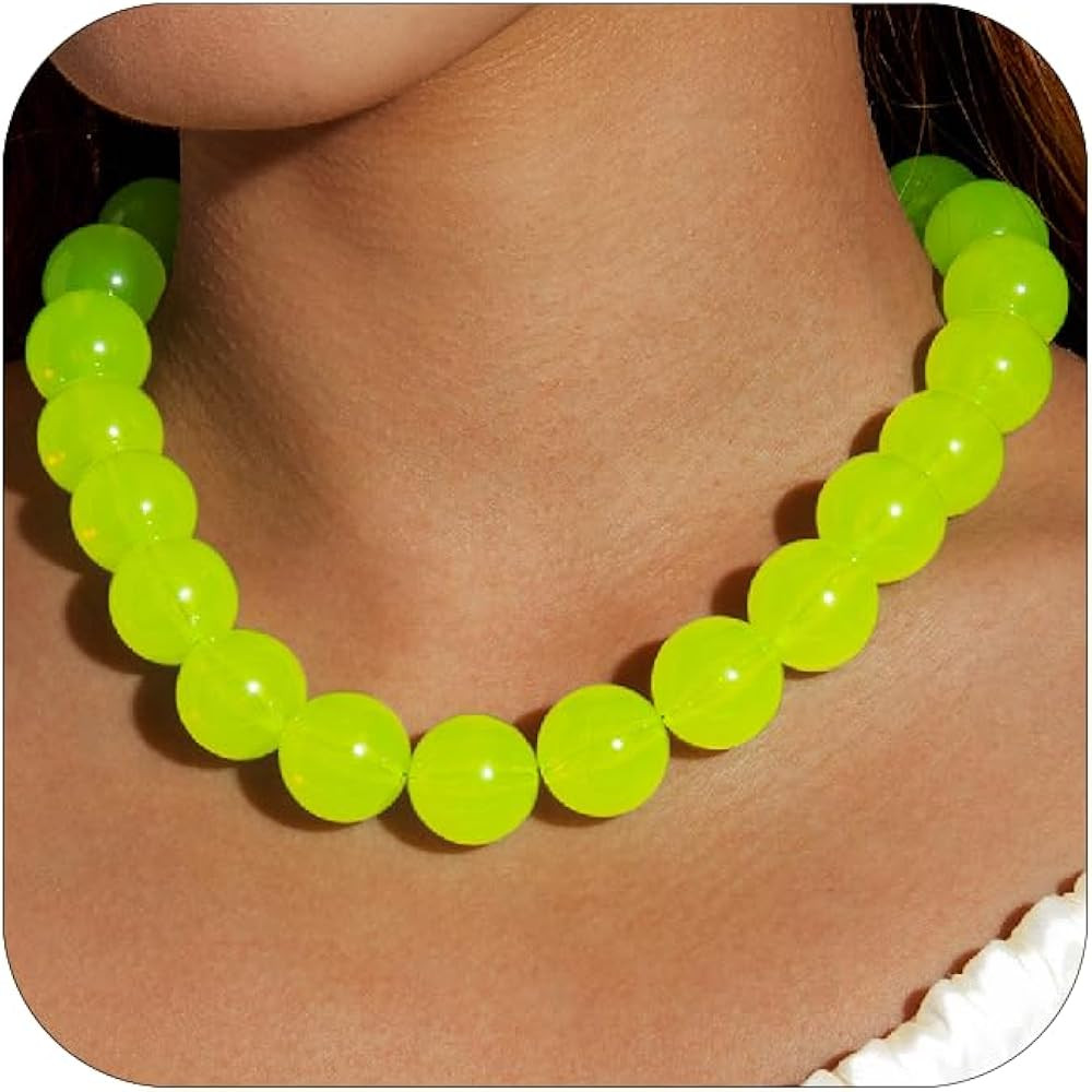 VIYPDRST Colorful Chunky Beaded Necklace for Women Acrylic Bead Choker Necklaces Adjustable Large... | Amazon (US)