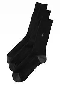 Polo Ralph Lauren  Contrast Heel and Toe Ribbed Crew Socks - 3 Pair | Belk