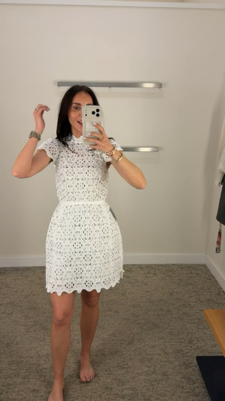 Gorgeous lace dress, white dress, cocktail dress, summer dress, annabrstyle. I'm wearing XS.

#LTKOver40