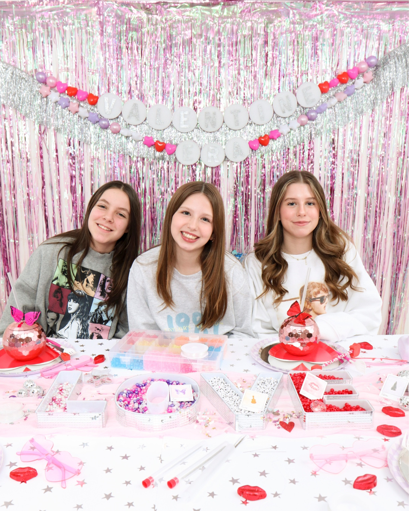 Swifties! It’s time to enter your Valentine 💘ERA!
Celebrate Valentine’s Day with your BFF’s and make the friendship bracelets!
Make MEMORIES, with LOVE candy trays, cowboy boots trays & clear craft acrylic trays used to hold ERA tour inspired bead mixes.
The girls loved the mixes and they were easy to pass between each other!
I also handed out Taylor inspired heart glasses, pink disco tumblers, guitar pencils and lip chocolates which everyone loved! 💋💋💋 #taylorswiftinspired #taylorswiftparty #taylorswiftvalentinesday #swiftieforever #friendshipbraceletparty 

#LTKparties #LTKkids #LTKSeasonal