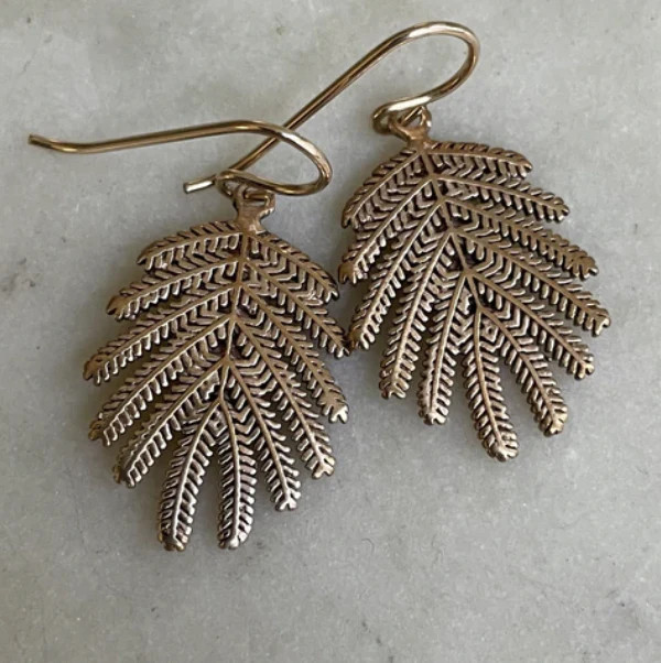 Mimosa Earrings - Small Mimosa Leaf | Home Malone