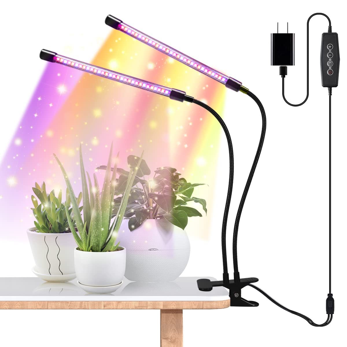 Juhefa Plant Grow Light, Full Spectrum Dual-Head 60 LED Clip-on Plant Lamp for Indoor Plants Seedlin | Amazon (US)