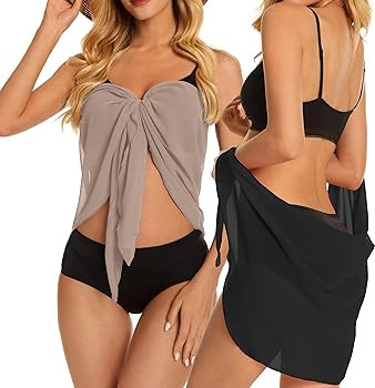 CHICGAL 2 Pieces Women Beach Sarong Bathing Suit Wrap Skirt Sheer Bikini Swimsuit Cover Ups for S... | Amazon (US)