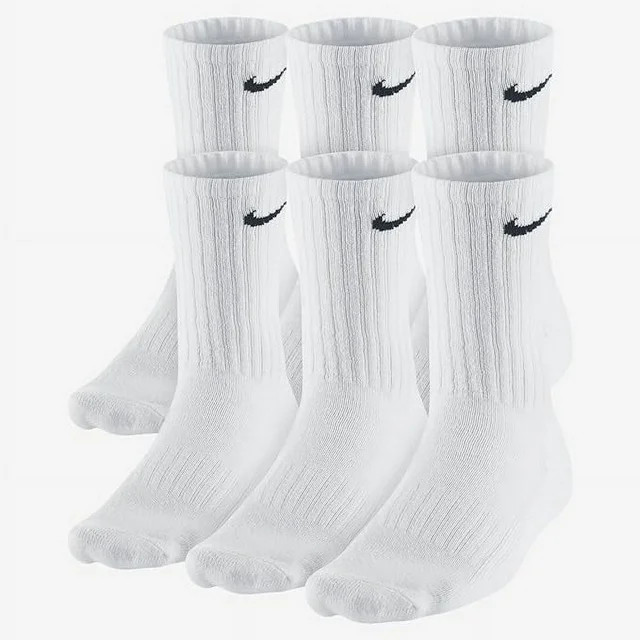 Nike Cotton Crew Socks 6 Pack - White - L | Walmart (US)