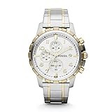 Fossil Men's Dean Quartz Stainless Steel Chronograph Watch, Color: Gold/Silver (Model: FS4795IE) | Amazon (US)