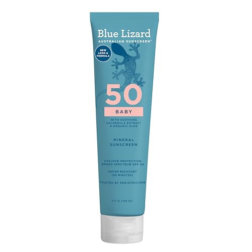 Blue Lizard BABY Mineral Sunscreen with Zinc Oxide, SPF 50+, Water Resistant, UVA/UVB Protection with Smart Cap Technology - Fragrance Free, , 5 oz. Tube | Amazon (US)