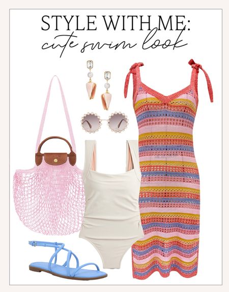 Colorful and fun swim style for summer! 

#summerstyle

Summer style. Swim look. Beach day outfit. Pool day outfit. Walmart swim. Walmart finds. Colorful striped crochet coverup dress. Chic pink net beach bag. Flattering one piece swimsuit  

#LTKSeasonal #LTKSwim #LTKStyleTip