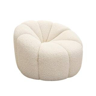 Pasargad Home Pompeii 38.2 in. Cream Poly Fabric Lounge Chair, Ivory | The Home Depot