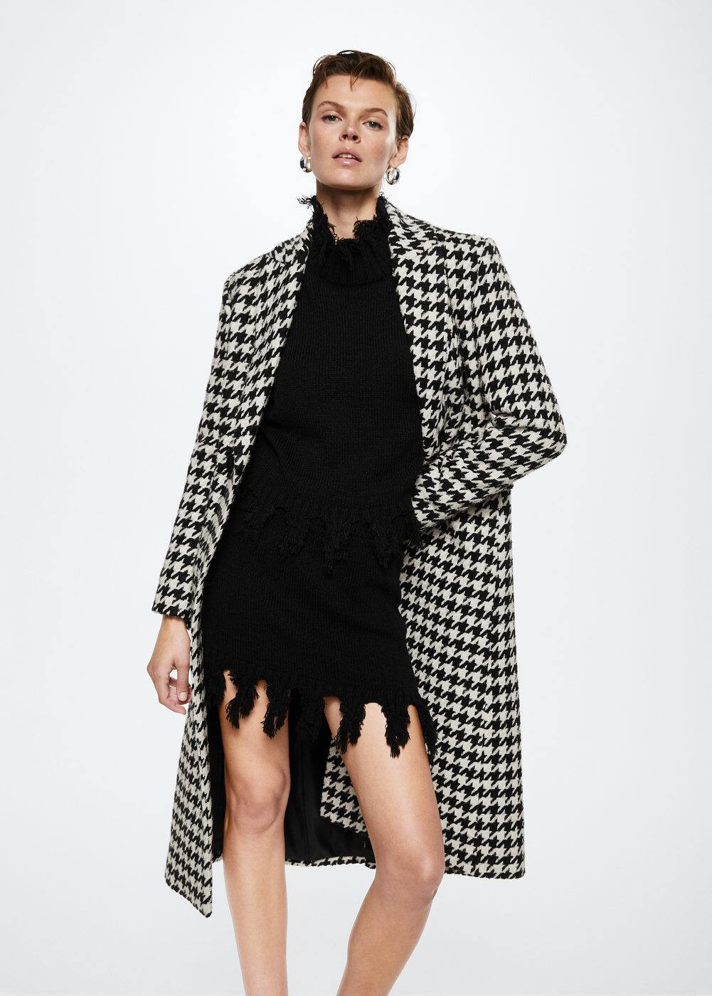 Houndstooth wool-blend coat -  Women | Mango USA | MANGO (US)
