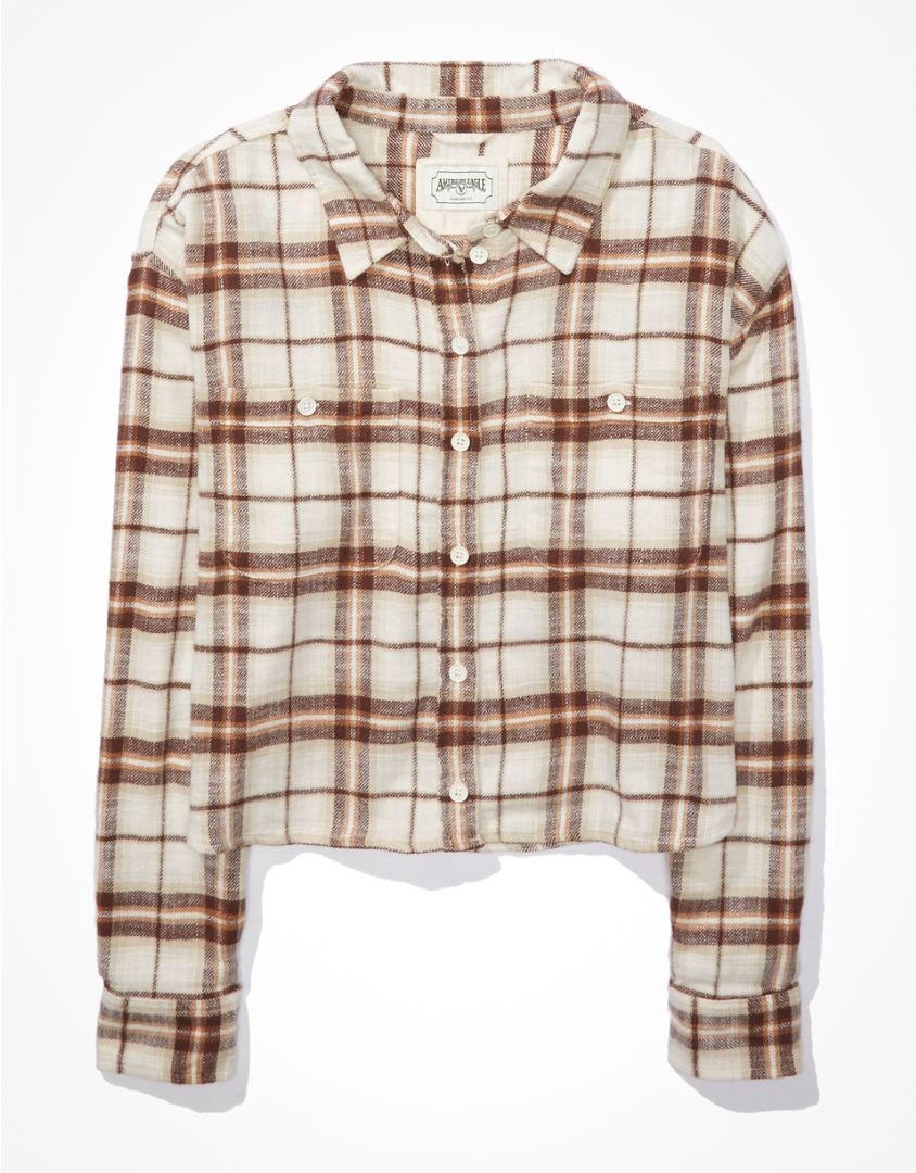 AE Cropped Flannel Shirt | American Eagle Outfitters (US & CA)